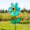 In the Breeze 19 Inch Teal Sunflower Wind Spinner with Leaves - Includes Ground Stake - Colorful Flower for your Yard and Garden